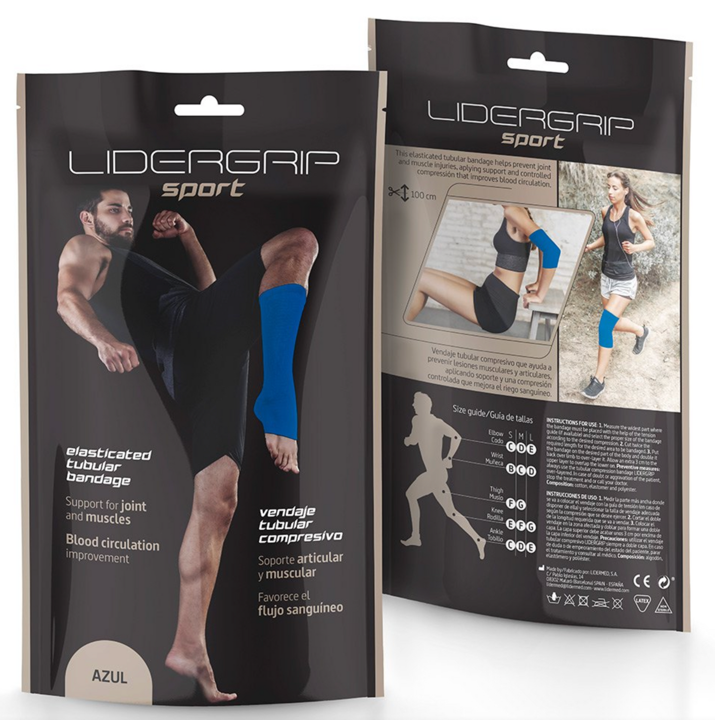 LIDERGRIP SPORT Vendaje tubular compresivo para músculos y articulaciones