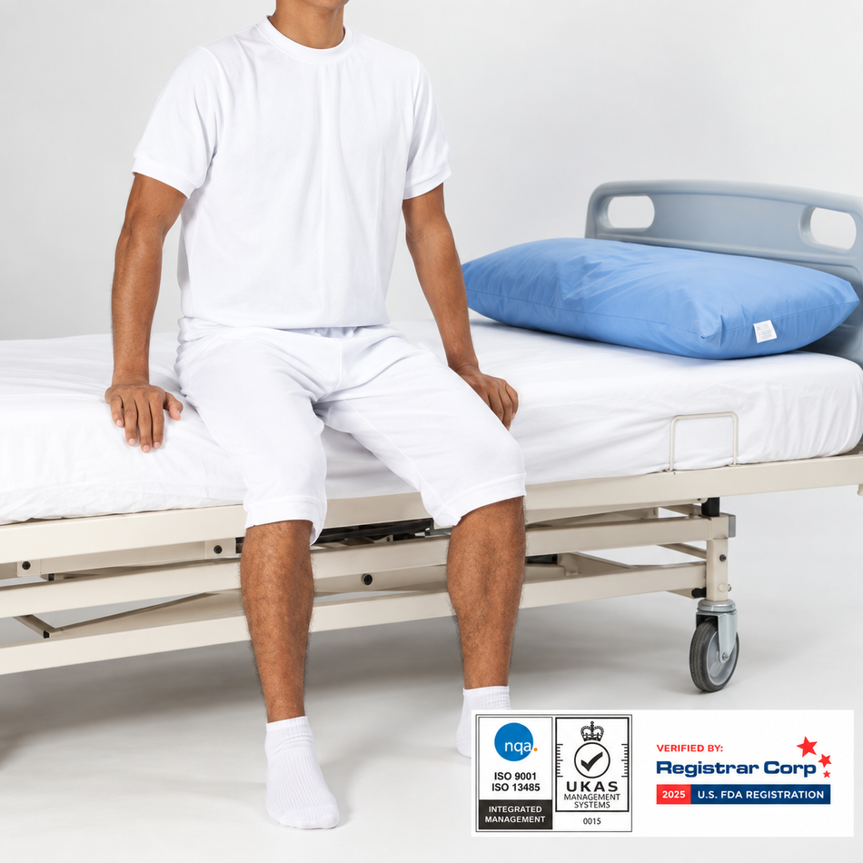 Pijama de Incontinencia Manga Corta para personas con Alzheimer y personas mayores - cremallera en pernera y espalda