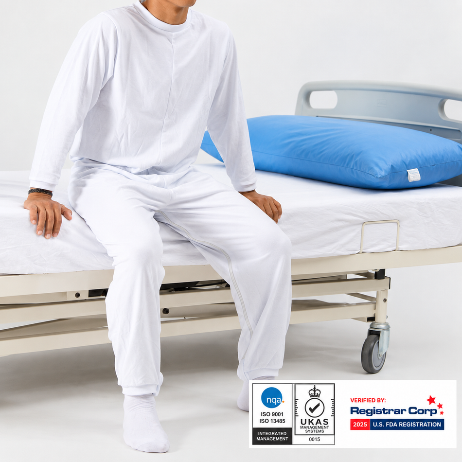 Pijama de incontinencia Manga Larga para personas mayores y personas con Alzheimer - Cremallera, pernera y espalda